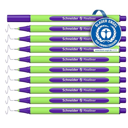 Schneider Line-Up Fineliner (Strichstärke 0,4 mm, aus biobasiertem Kunststoff, ausgezeichnet mit Der blaue Engel) 10 Stück, daytona-violet von Schneider