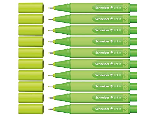 Schneider Link-It Fineliner (Superfeine Stifte mit 0,4 mm Strichstärke, einfach zusammenstecken und beliebig kombinieren)10 Stück, Apfelgrün von Schneider