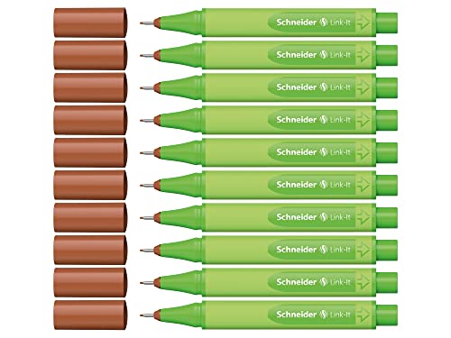 Schneider Link-It Fineliner (Superfeine Stifte mit 0,4 mm Strichstärke, einfach zusammenstecken und beliebig kombinieren)10 Stück, Mahagony Braun von Schneider