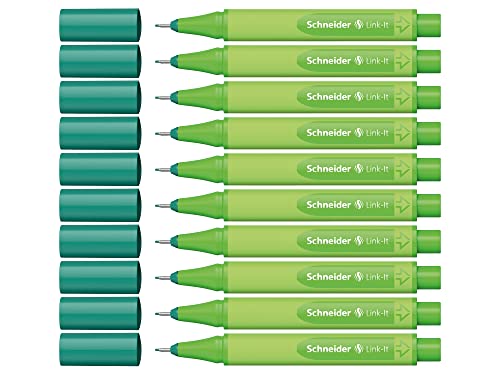 Schneider Link-It Fineliner (Superfeine Stifte mit 0,4 mm Strichstärke, einfach zusammenstecken und beliebig kombinieren)10 Stück, Nautic Grün von Schneider