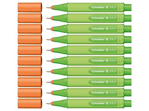 Schneider Link-It Fineliner (Superfeine Stifte mit 0,4 mm Strichstärke, einfach zusammenstecken und beliebig kombinieren)10 Stück, Orange von Schneider