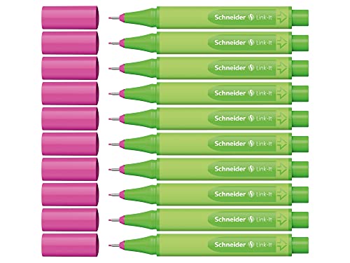 Schneider Link-It Fineliner (Superfeine Stifte mit 0,4 mm Strichstärke, einfach zusammenstecken und beliebig kombinieren)10 Stück, Pink von Schneider