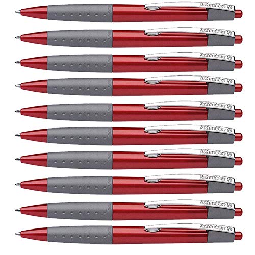 Schneider Loox Druckkugelschreiber, Strichstärke M (10er Set, Rot) von Schneider