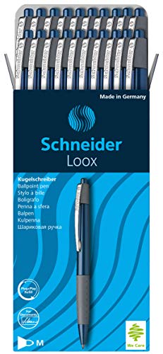 Schneider Loox Kugelschreiber (Schreibfarbe: blau, Strichstärke M, Druckmechanik, dokumentenechte Mine) 20er Packung blau von Schneider