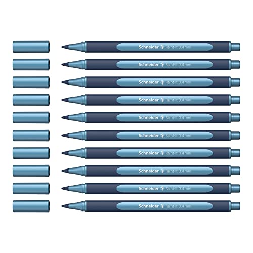 Schneider ML05001030 Metallic Rollerball Stifte (Strichstärke 0,4 mm, hochmetallische Tinte, schnelltrocknend, Gehäuse aus 88% biobasiertem Kunststoff) 10 Stück, polar blue von Schneider