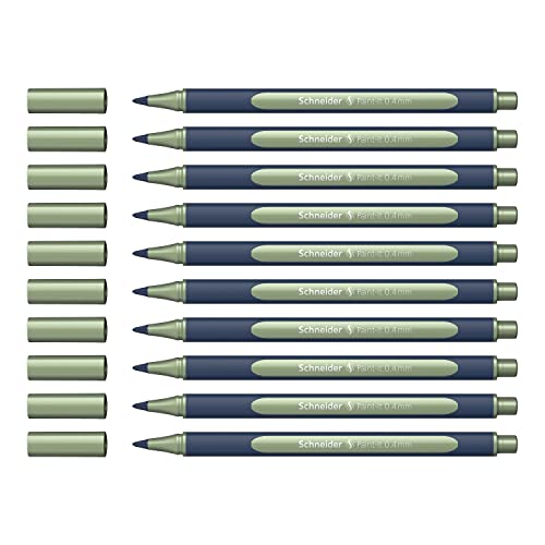Schneider ML05001035 Metallic Rollerball Stifte (Strichstärke 0,4 mm, hochmetallische Tinte, schnelltrocknend, Gehäuse aus 88% biobasiertem Kunststoff) 10 Stück, vintage green von Schneider