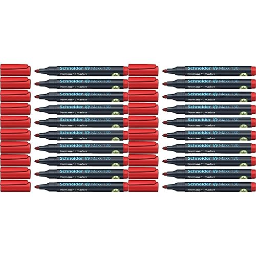 Schneider Maxx 130 Permanent-Marker mit Rundspitze (Strichstärke: 1-3 mm, nachfüllbar) 20er Packung rot von Schneider