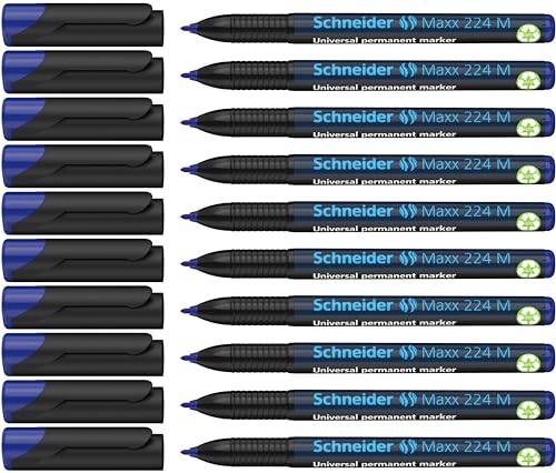 Schneider Maxx 224 M Universal-Marker (permanent, Cap-Off-Ink, nachfüllbar, 1,0 mm) 10er Packung blau von Schneider