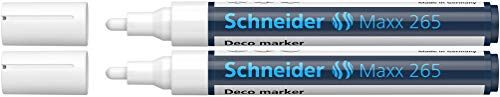 Schneider Maxx 265 Kreidestift (2-3 mm Strichstärke, feucht abwischbar, wasserbasiert, geruchsneutral) 2 Stück weiß von Schneider