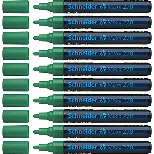 Schneider Maxx 270 Lackmarker (Rundspitze, Spitze austauschbar, 1 - 3 mm) 10er Packung grün von Schneider