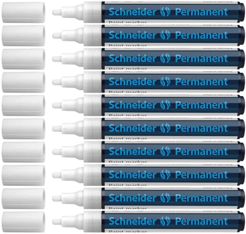 Schneider Maxx 270 Permanentmarker (Rundspitze, Spitze austauschbar, 1 - 3 mm) 10er Packung weiß von Schneider
