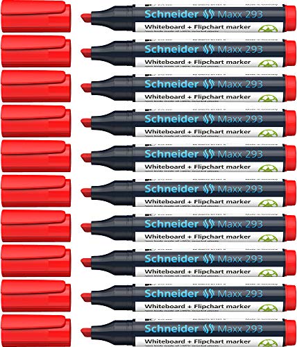 Schneider Maxx 293 Whiteboardmarker (Strichstärke: 2+5 mm, nachfüllbar) 10er Packung rot von Schneider