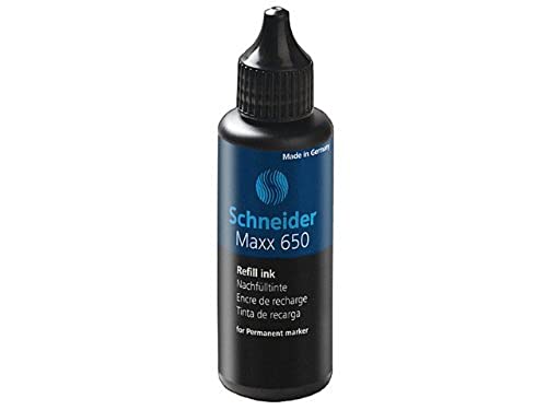 Schneider Maxx 650 Nachfüllflasche (Nachfülltinte für Marker 230/233/250/280, 50 ml) 6er Packung schwarz von Schneider