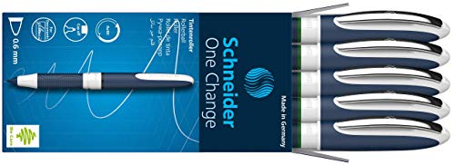 Schneider One Change Tintenroller (Schreibfarbe: grün, Strichstärke 0,6 mm, Rechts- und Linkshänder) 5 Stück von Schneider