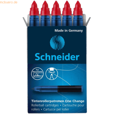 Schneider Rollerpatrone One Change 0,6mm rot VE=5 Stück Schneider Rollerpatrone One Change 0,6mm rot VE=5 Stück von Schneider