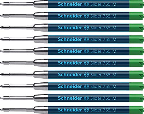 Schneider Slider 755 Ersatzmine (ViscoGlide-Technologie, dokumentenecht, M=Mittelstrich) 10er Packung, grün von Schneider