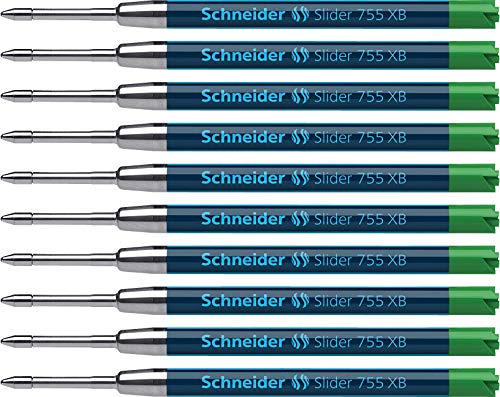 Schneider Slider 755 Kugelschreibermine (ViscoGlide-Technologie, dokumentenecht, XB=Extrabreit) 10er Packung, grün von Schneider