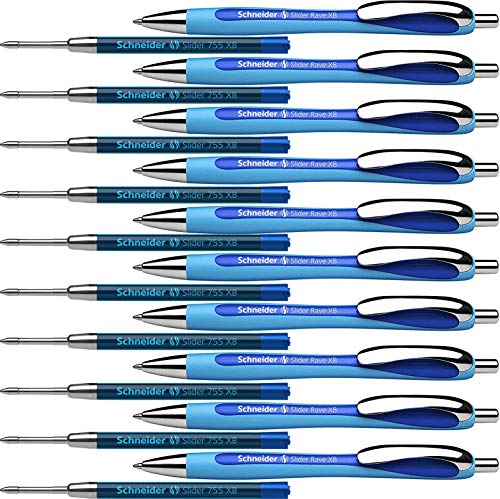 Schneider Slider Rave XB Kugelschreiber ECO Pack (blau, 10 Stück + Ersatzminen) von Schneider