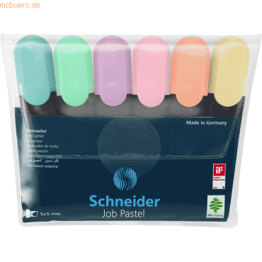 Schneider Textmarker Job Pastell sortiert 6er Etui von Schneider