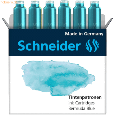 Schneider Tintenpatrone Standard Pastell Bermuda Blue VE=6 Stück von Schneider