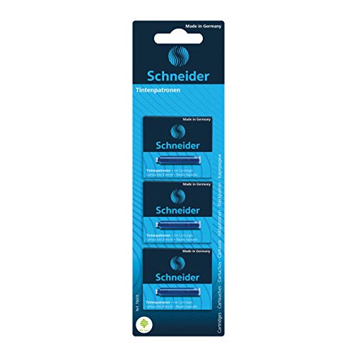 Schneider Tintenpatronen für Füllfederhalter und Tintenroller, Blau, 3 x 6 Stück in Blisterverpackung Schneider Tintenpatronen für Füllfederhalter und Tintenroller, Blau, 3 x 6 Stück in Blisterverpackung von Schneider