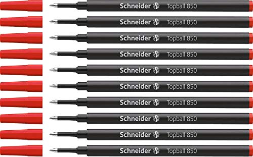 Schneider Topball 850 Tintenroller Mine (Euro-Format, Strichstärke 0,5 mm) 10er Packung rot von Schneider