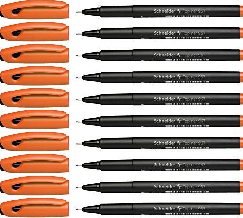 Schneider Topliner 967 Fineliner (Strichstärke 0,4 mm) 10 Stück orange von Schneider