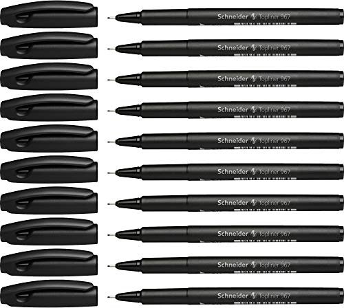 Schneider Topliner 967 Fineliner (Strichstärke 0,4 mm) 10 Stück schwarz von Schneider