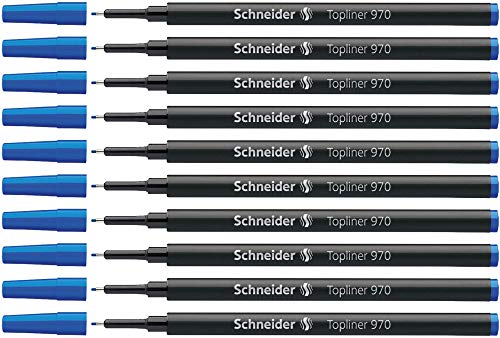 Schneider Topliner 970 Fineliner-Mine (passend für Topliner 911, 0,4 mm) 10er Packung blau von Schneider