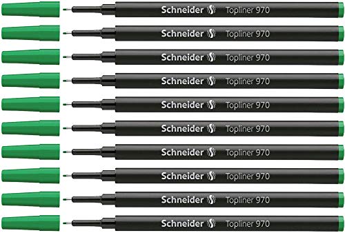 Schneider Topliner 970 Fineliner-Mine (passend für Topliner 911, 0,4 mm) 10er Packung grün von Schneider