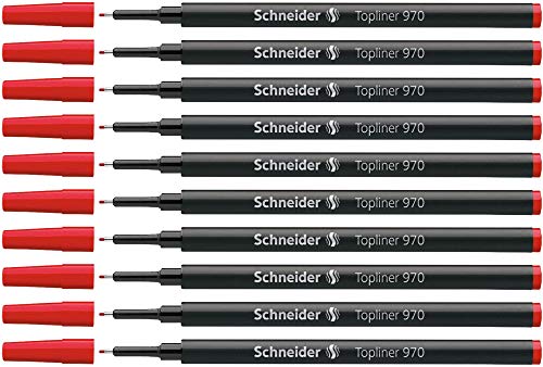 Schneider Topliner 970 Fineliner-Mine (passend für Topliner 911, 0,4 mm) 10er Packung rot von Schneider