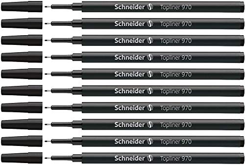 Schneider Topliner 970 Fineliner-Mine (passend für Topliner 911, 0,4 mm) 10er Packung schwarz von Schneider