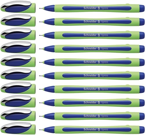 Schneider Xpress Fineliner (Strichstärke 0,8 mm, dokumentenecht) 10er Packung blau von Schneider