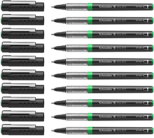 Schneider Xtra 823 Tintenroller (Konusspitze aus Edelstahl, 0,3 mm) 10er Packung grün von Schneider