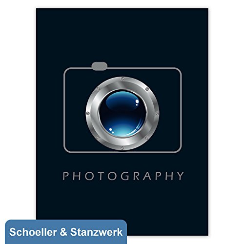 Schoeller & Stanzwerk© - 25 Stück 3-teilige Kombi-Einlegemappen mit Einsteckecken für 13x18 cm & 15x20 cm Fotos - mit farbigem Druck"Kamera" von Schoeller & Stanzwerk