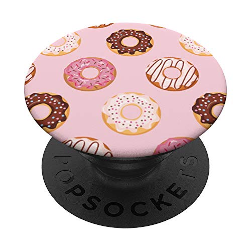 Donut Dounat Donout Kreis Rund Essen Food Rosa Pink PopSockets PopGrip: Ausziehbarer Sockel und Griff für Handys/Tablets mit Tauschbarem Top von Schöner Fingerhalter cool am Handy Jungs & Mädchen