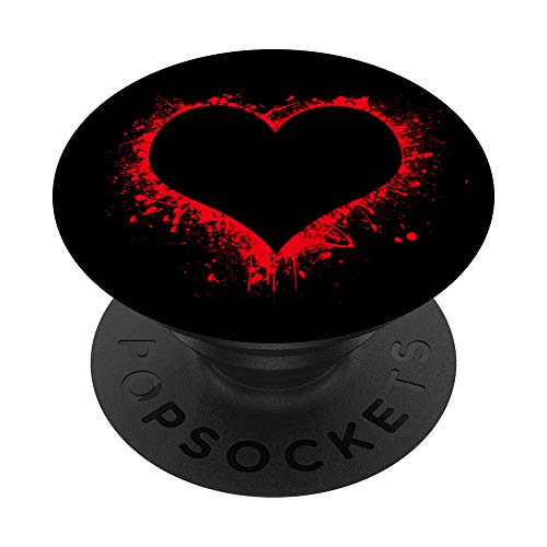 Herz Heart Love Liebe Hertz Rot Schwarz Red Black PopSockets mit austauschbarem PopGrip von Schöner Fingerhalter cool am Handy Jungs & Mädchen