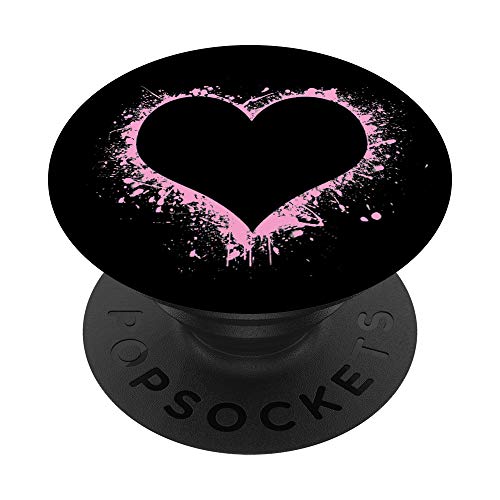 Herz Heart Love Liebe Hertz Schwarz Rosa Rosarot Pink Black PopSockets mit austauschbarem PopGrip von Schöner Fingerhalter cool am Handy Jungs & Mädchen