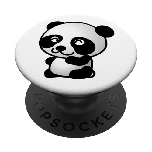 Panda Pandabär Schwarz Weiß Tier Bambus PopSockets mit austauschbarem PopGrip von Schöner Fingerhalter cool am Handy Jungs & Mädchen