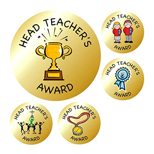 School Stickers 100199-AMZ Lehrer-Auszeichnungs-Aufkleber, metallisches Goldkopf-Design von School Stickers