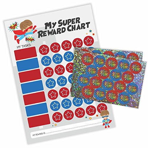 School Stickers A3 Superhelden-Belohnungstafel mit glitzernden Aufklebern von School Stickers