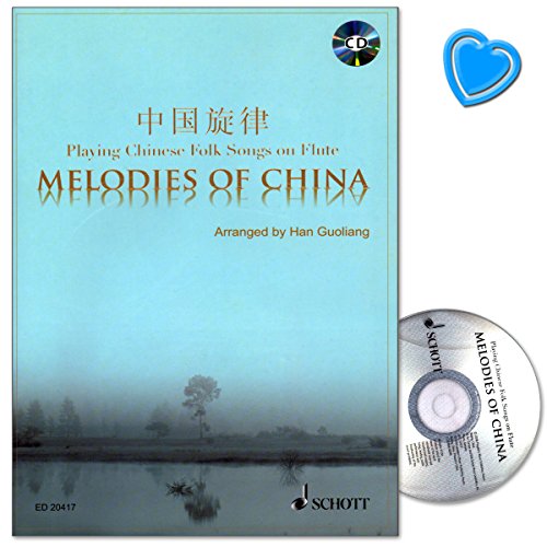 Melodies of China - Sammlungen von chinesischen Volksliedern - Ausgabe für Flöte mit CD und bunter herzförmiger Notenklammer von Schott Music