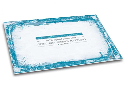 Gepriesen sei der Herr - Schreibtischunterlage Schreibunterlage christlich Bibel-Spruch Psalm blau beschreibbar Papierunterlage Papier DIN A2 40 Blatt von Schreibgefühl