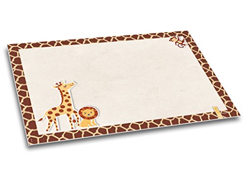 Happy Safari - Schreibtischunterlage Malunterlage Motiv Safari Tiere Giraffe Löwe Affe Kinder Muster Papier DIN A3 40 Blatt von Schreibgefühl
