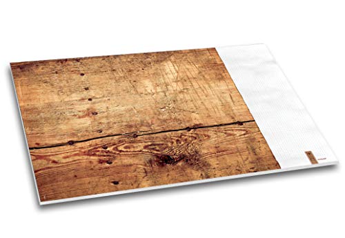 Holzmichl - Schreibtischunterlage Holz-Optik kariert Büro beschreibbar Schreibunterlage Papier DIN A2 40 Blatt von Schreibgefühl