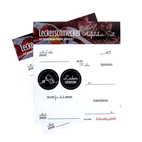 Leckerschmecker - Aufkleber Klebeetiketten-Set zum Beschriften von Marmeladenglas selbstklebend klein schwarz-weiß Leckerschmecker - Aufkleber Klebeetiketten-Set zum Beschriften von Marmeladenglas selbstklebend klein schwarz-weiß von Schreibgefühl