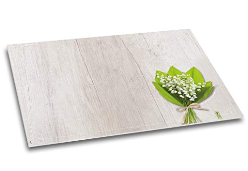 Maiglöckchen - Schreibtischunterlage Motiv Blume Holz-Optik Schreibunterlage Papierunterlage Papier DIN A2 40 Blatt grün von Schreibgefühl