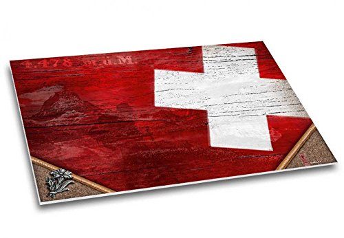 Matterhorn - Schreibtischunterlage Motiv Schweiz Berge Edelweiß rot Holz-Optik Schreibunterlage Papier Papierunterlage DIN A2 40 Blatt von Schreibgefühl