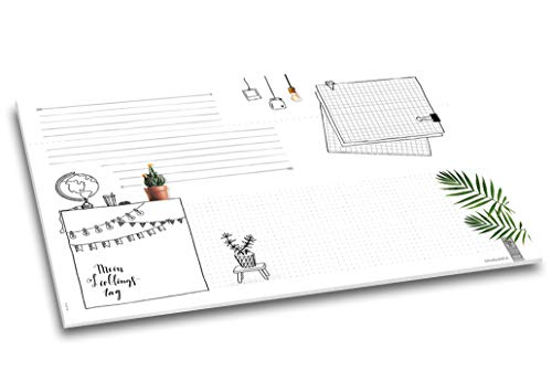 Mein Lieblingstag - Schreibtischunterlage Schreibunterlage Motiv Handlettering schwarz weiß gemalt Zeichnung minimalistisch Papier DIN A3 40 Blatt von Schreibgefühl