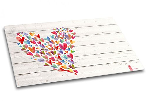 Mit Liebe - Schreibtischunterlage Schreibunterlage Herz-Motiv Herzchen bunt Aquarell fröhlich Papier Papierunterlage DIN A2 40 Blatt von Schreibgefühl